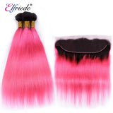 Elfriede 1BPink Straight Ombre Colored Hair Bundles with