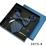 Black Mens Neck Tie Gift Set Bowtie Pocket