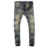 Newly Vintage Fashion Men Jeans Retro Washed Elastic