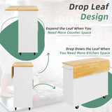 Rolling Kitchen Island Cart With Folding Drop Leaf