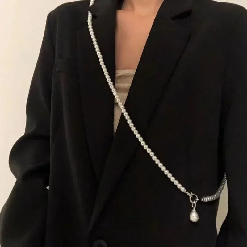 Personality Design Fashion Pearl Body Chain Pearl Gyro