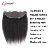 Elfriede Natural Black Kinky Straight Bundles with Frontal