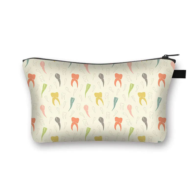 Cartoon Teeth and Tooth Fairy Print Cosmetic Case