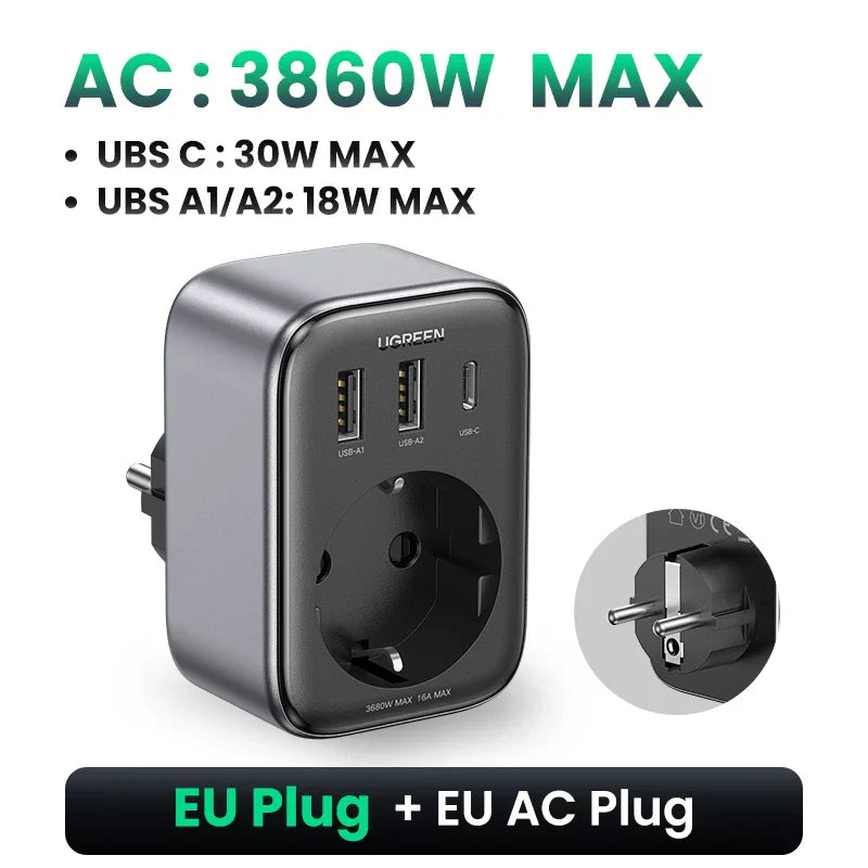 UGREEN 30W GaN PD Charger With AC Outlets