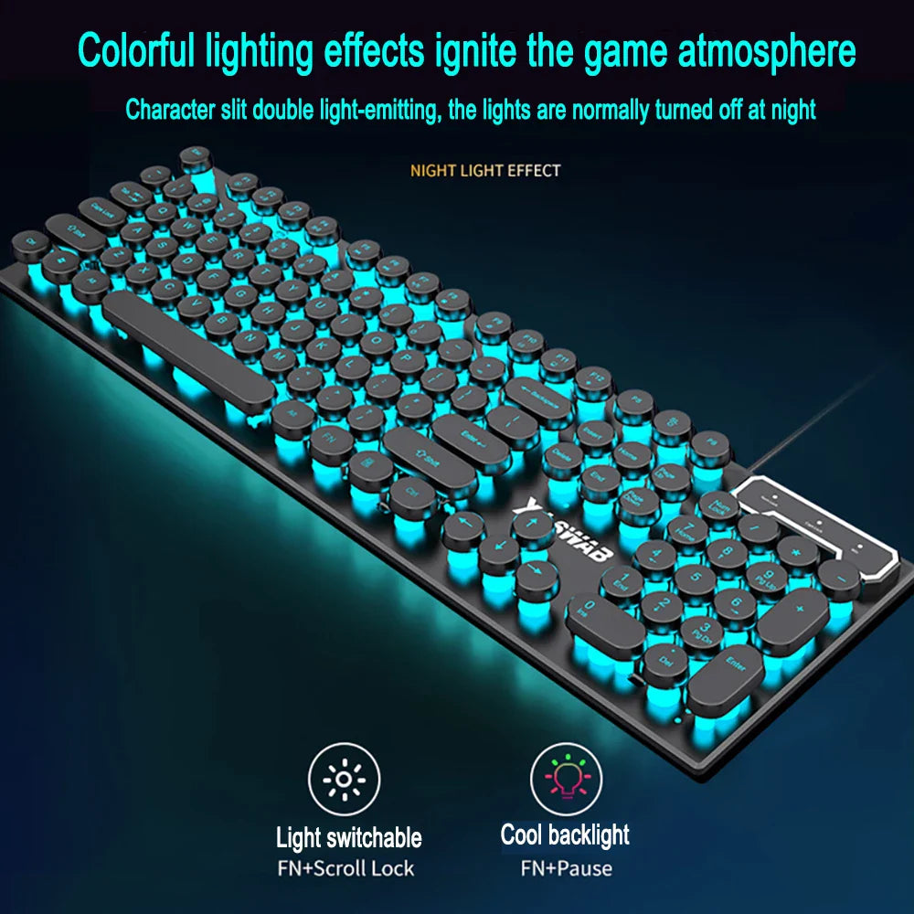 Three-piece Set Punk Gaming Keyboard and Mouse Earphone