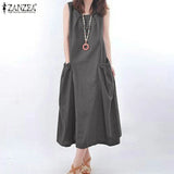 ZANZEA Summer Sleeveless Maxi Dress Women Fashion Work