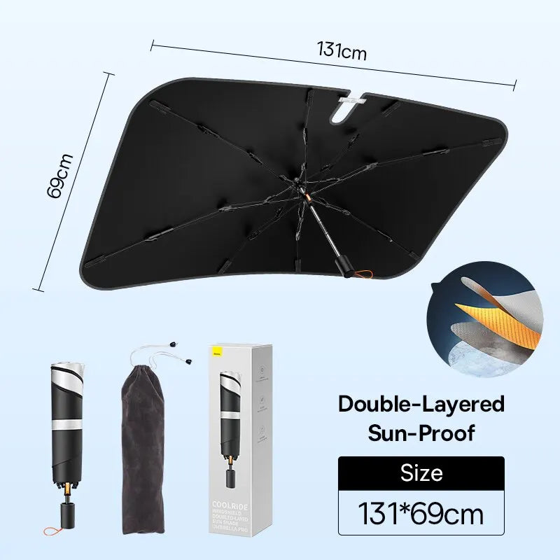 Baseus Car Windshield Double-Layered Sun Shade Foldable Handle Car Sun Shade Umbrella Cover UV Protection Window Sun for Auto