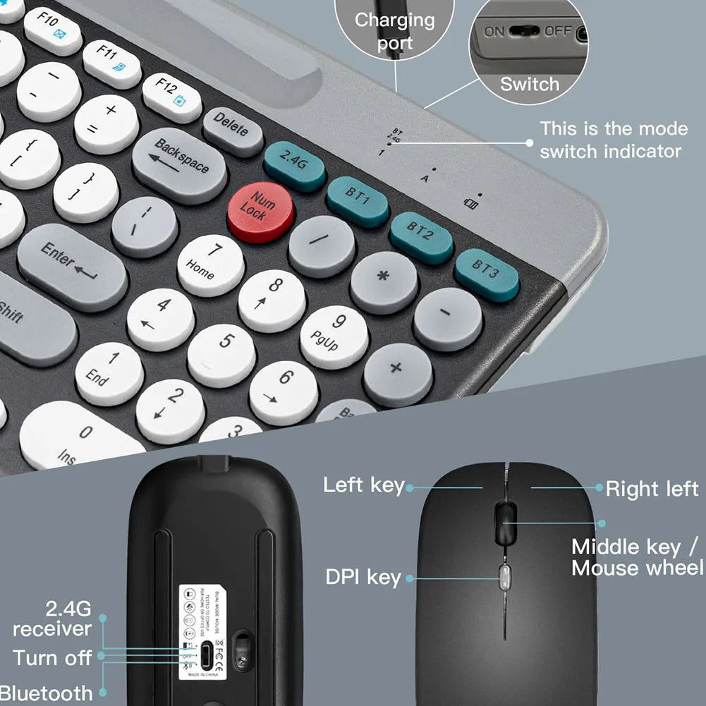 2.4Ghz Bluetooth-compaitble Dual Mode Keyboard and Mouse Combo