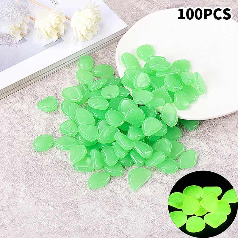 100pcs Garden Decor Luminous Stones Glow In The