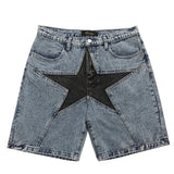 Streetwear Harajuku Denim Shorts 2023 New Men Patchwork