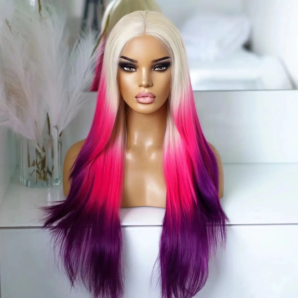 AIMEYA Ombre Purple Synthetic Lace Front Wigs for