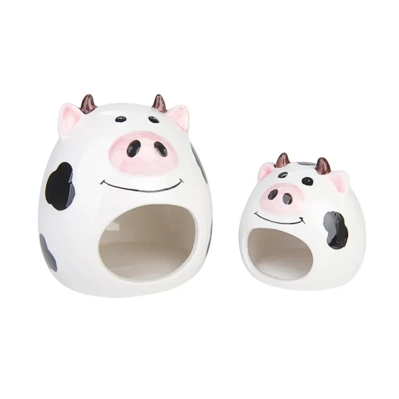 Summer Cooling Ceramic Nest Cartoon Cow Mini Pet