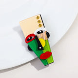 FishSheep Abstract Acrylic Geometric Face Figure Brooches for