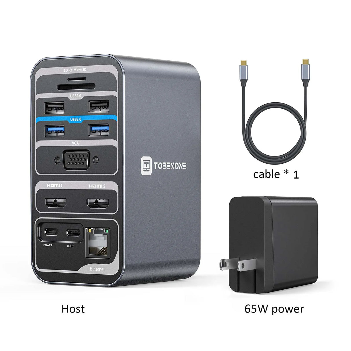 Tobenone Docking Station 4K/60Hz Dual Monitor Display With