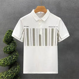 Korean Summer Men Striped Polo Shirts Streetwear Fashion