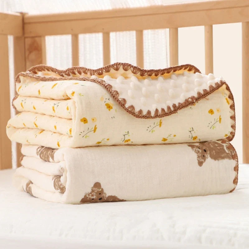 3D Minky Dot Baby Blanket Newborn Cotton Gauze