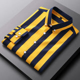 Fashion Lapel Button Loose Korean Striped Shirts Men