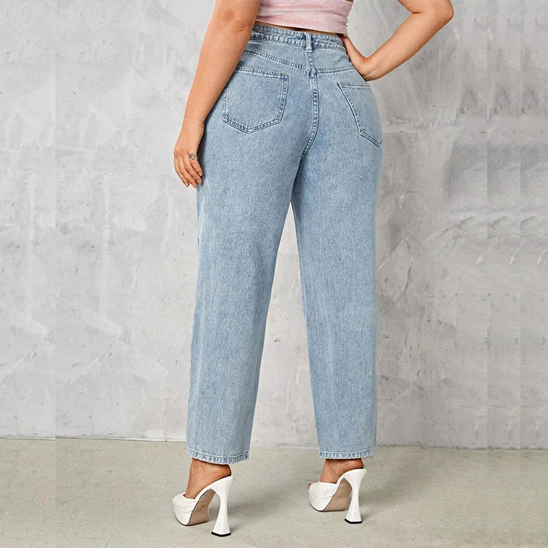 Plus Size Women Jeans Autumn Dark Blue 175cm