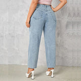 Plus Size Women Jeans Autumn Dark Blue 175cm