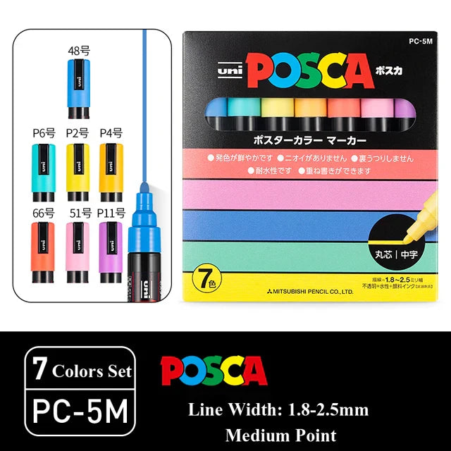 UNI Posca Markers marcadores PC-1/3/5M Acrylic Permanent Graffiti
