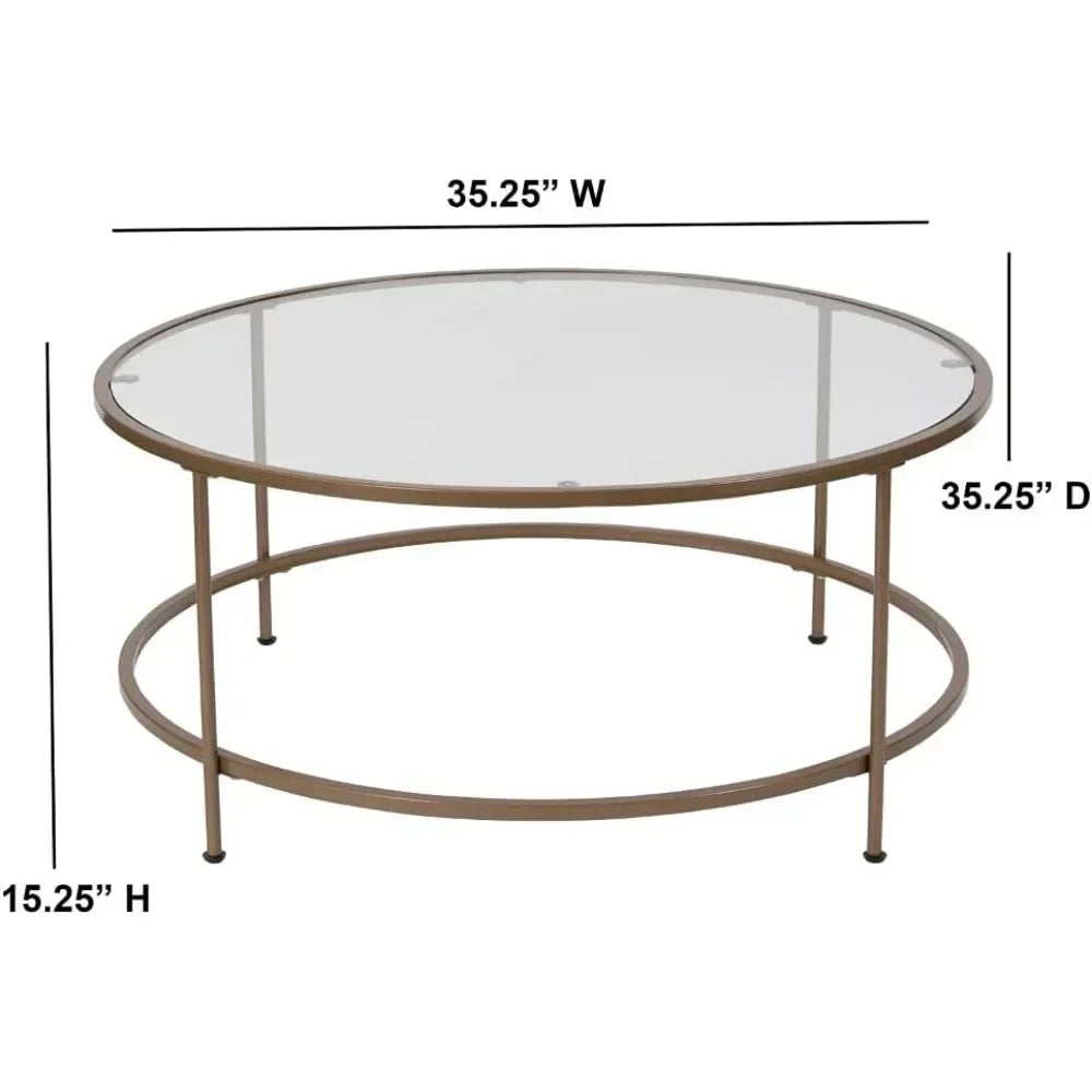 Astoria Collection Round Coffee Table - Modern Clear