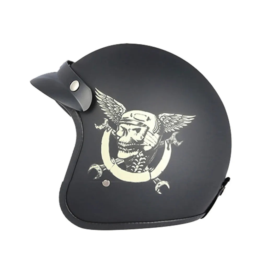 Men Women Retro Open Face 3/4 Motorcycle Helmet Motorbike Moto Motocross Vintage casco Cafe Racer DOT Approved Casque Capacete