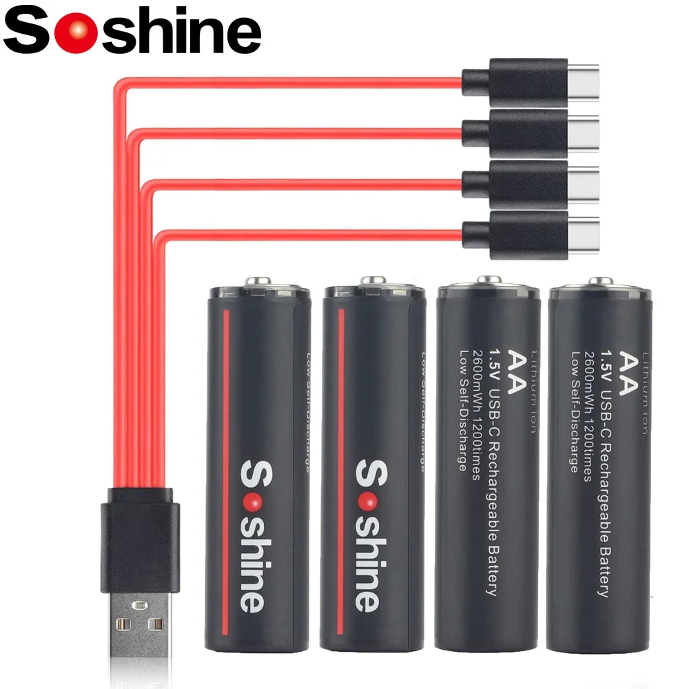 Soshine 1.5V 2600mWh Li-Ion Rechargeable Battery AA Lithium