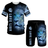 2023 Men T-shirt Set Tracksuit Training Wear Lion