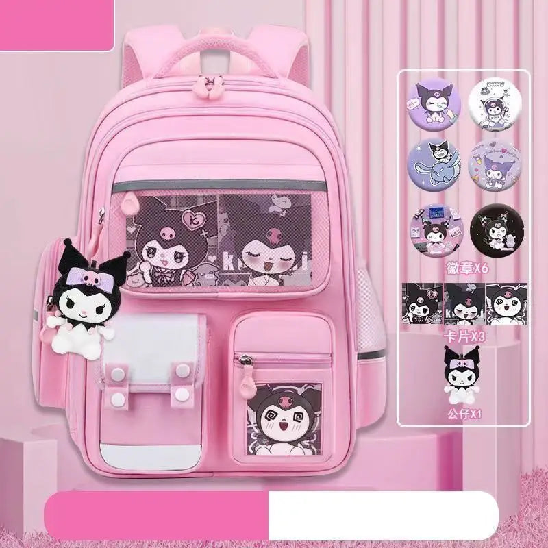 Sanrioed Kuromi Anime Cute Large Capacity Backpack Schoolbags