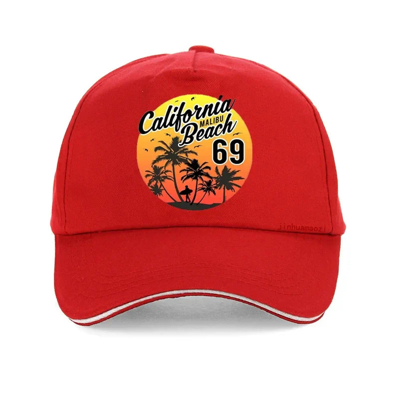 Vintage California Malibu Beach Sunhat Fashion Beach Cartoon