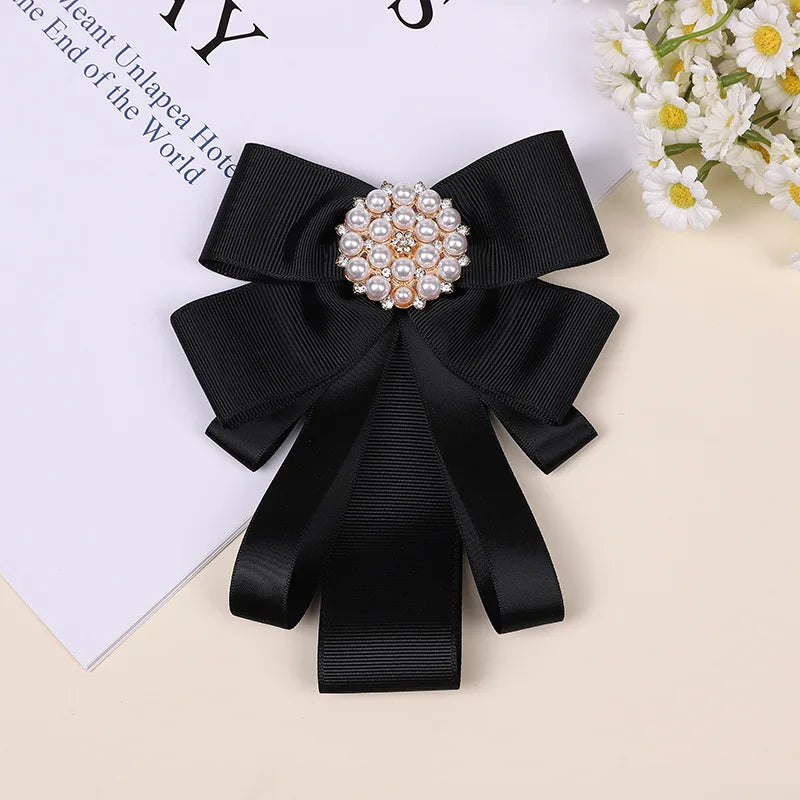 Korean Bow Tie Brooch Women's College Style Bank