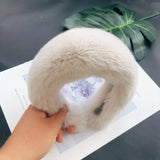 Real Rex Rabbit Hair Headband Fur Hairpin Korean