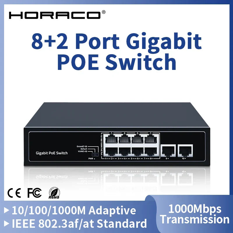 HORACO 8 Port 1000Mbps POE Switch 2 Gigabit