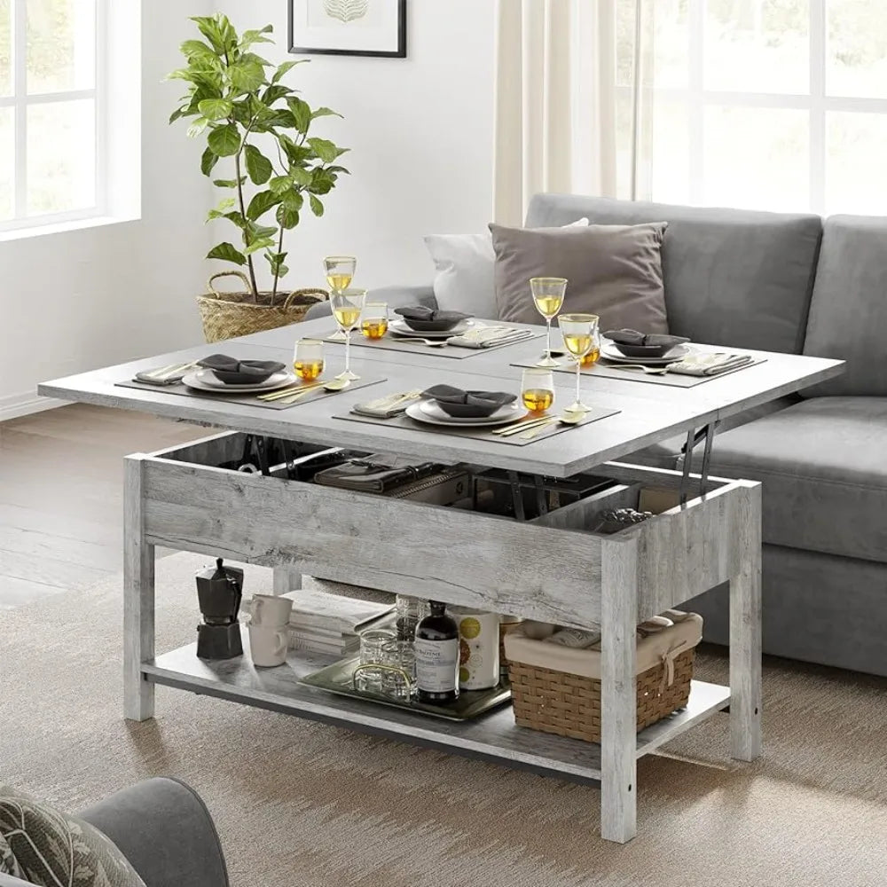 41.7" Lift Top Coffee Table - Converts to Dining Table, Gray