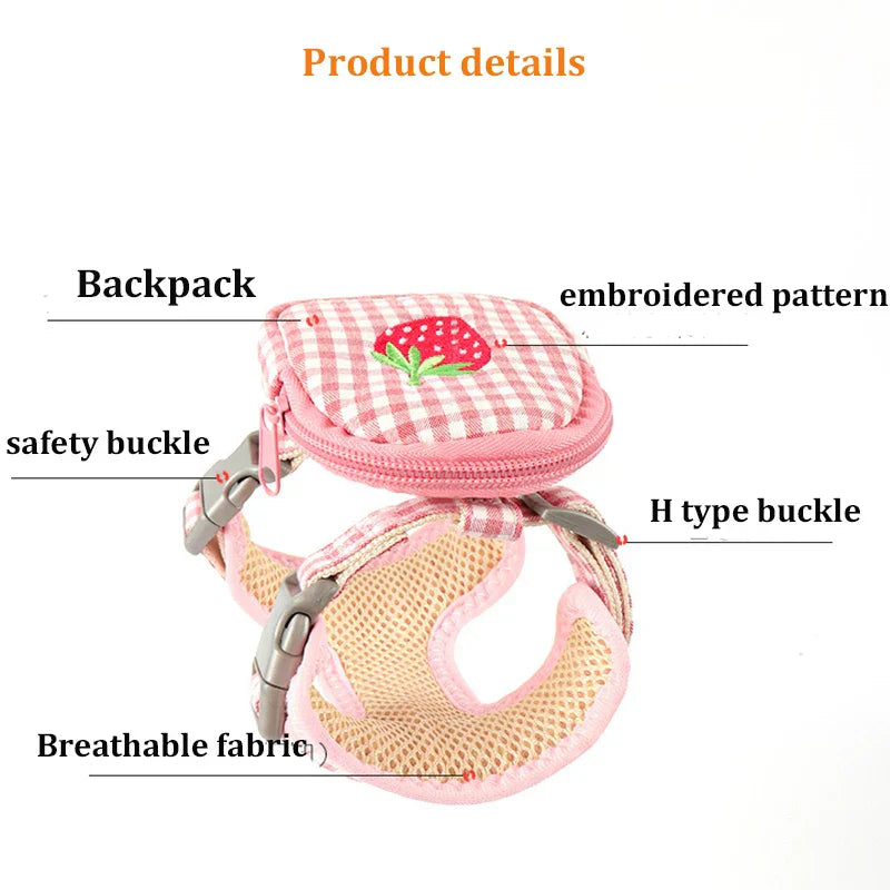Sweet Embroidery Pattern Dog Leash Bag Functional Pet