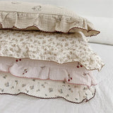 Cotton Muslin Baby Pillowcase Floral Print Newborn Pillow