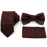 5 Pcs Slim Plaid Tie Set Polyester Pink