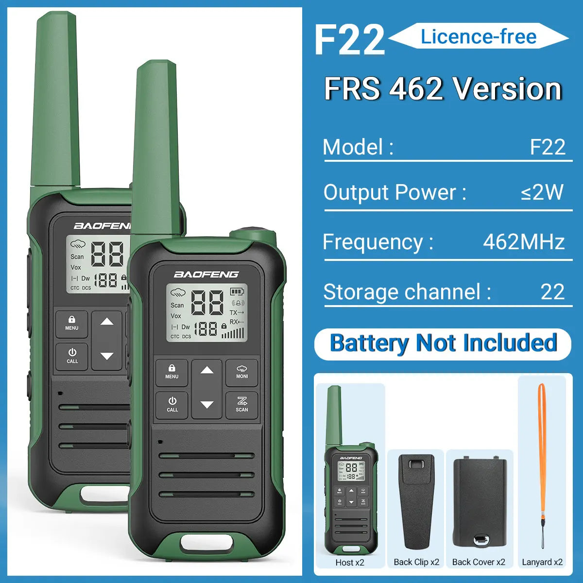 2pcs Baofeng F22 PMR FRS Walkie Talkie Type-c