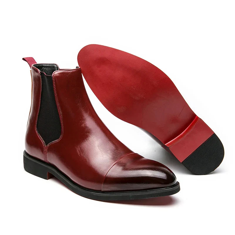 Chelsea Boots for Men Red Sole Pu Ankle