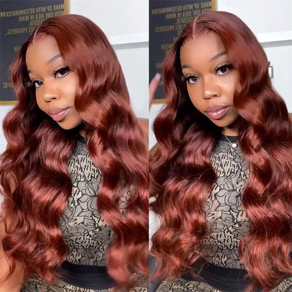 13x4 Reddish Brown Body Wave Lace Frontal Human