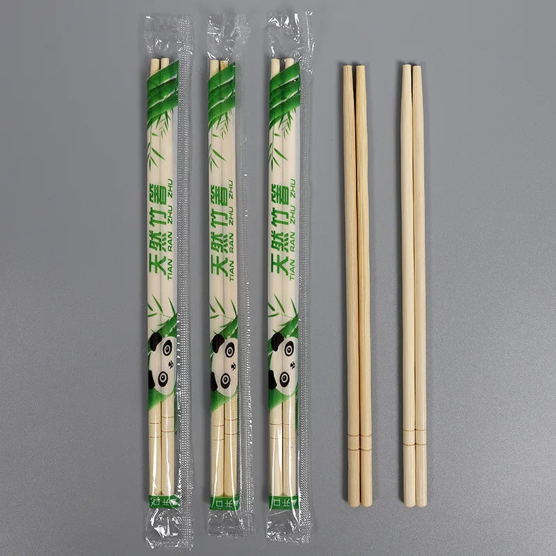 100Pairs Disposable Bamboo Wood Chopsticks Restaurant Individual Package