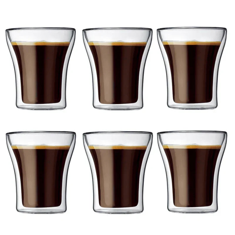 80/200ml Clear Double Wall Glass Espresso Coffee Cup