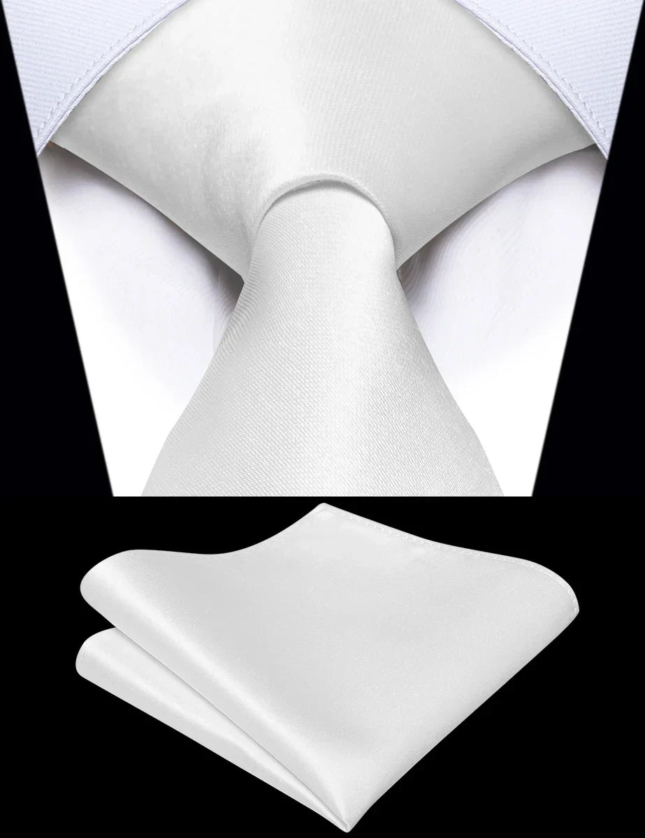Luxury White Solid Necktie for Man Accessories Classic