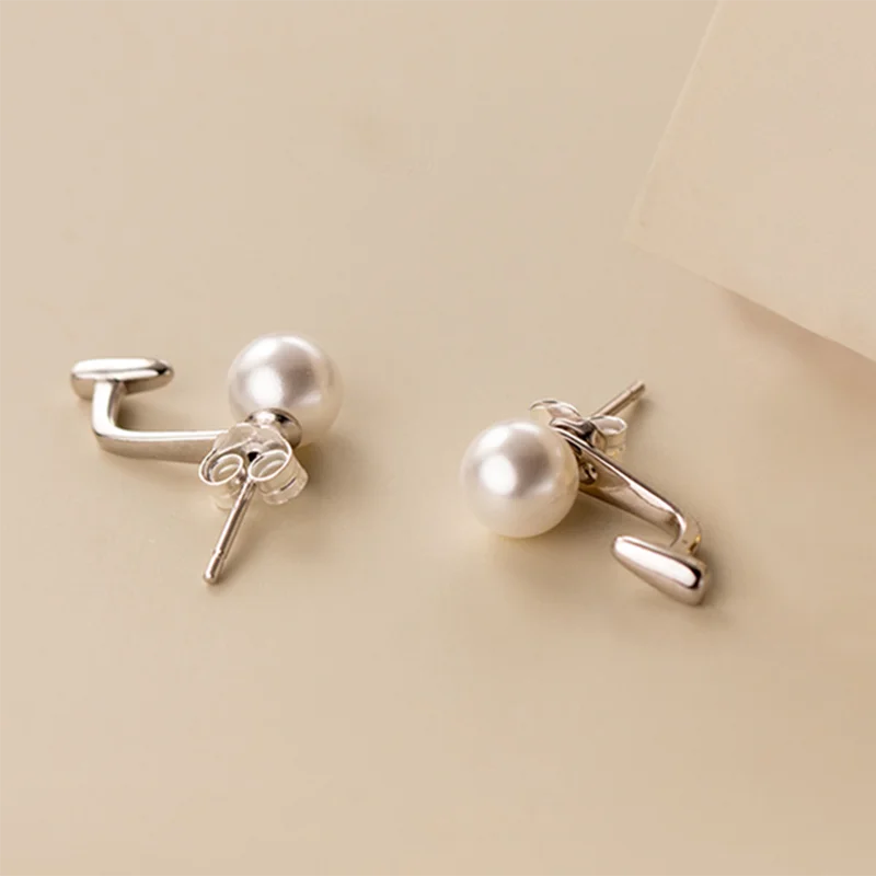 WANTME 925 Sterling Silver Trend Statement Synthetic Pearl