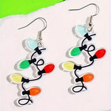 Colorful Christmas Lights Design Dangle Earrings Simple Elegant