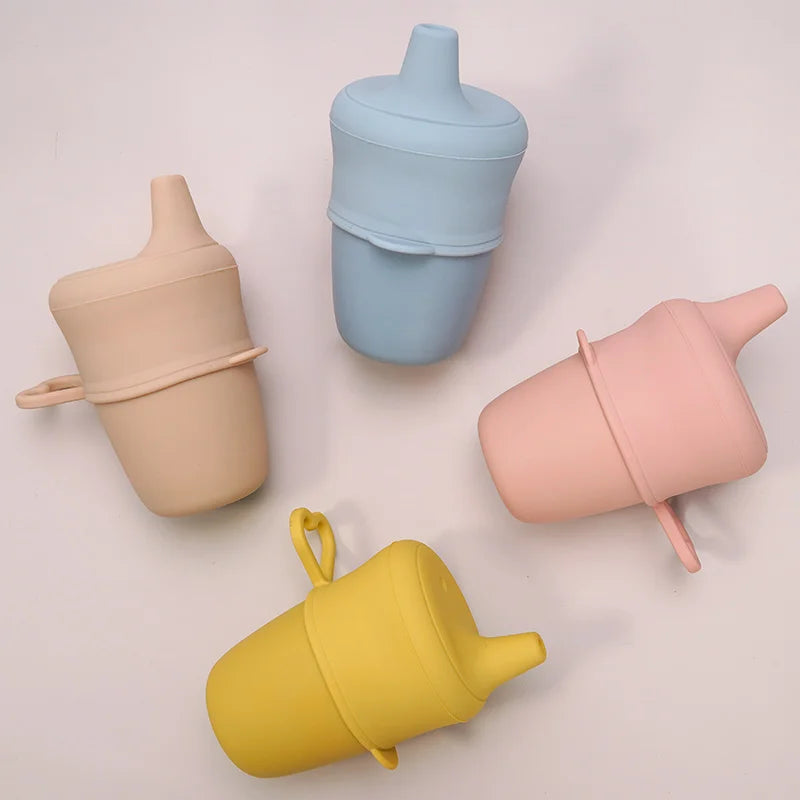 Multicoloured Baby Silicone Cup With Cover Eco-friendly Detachable