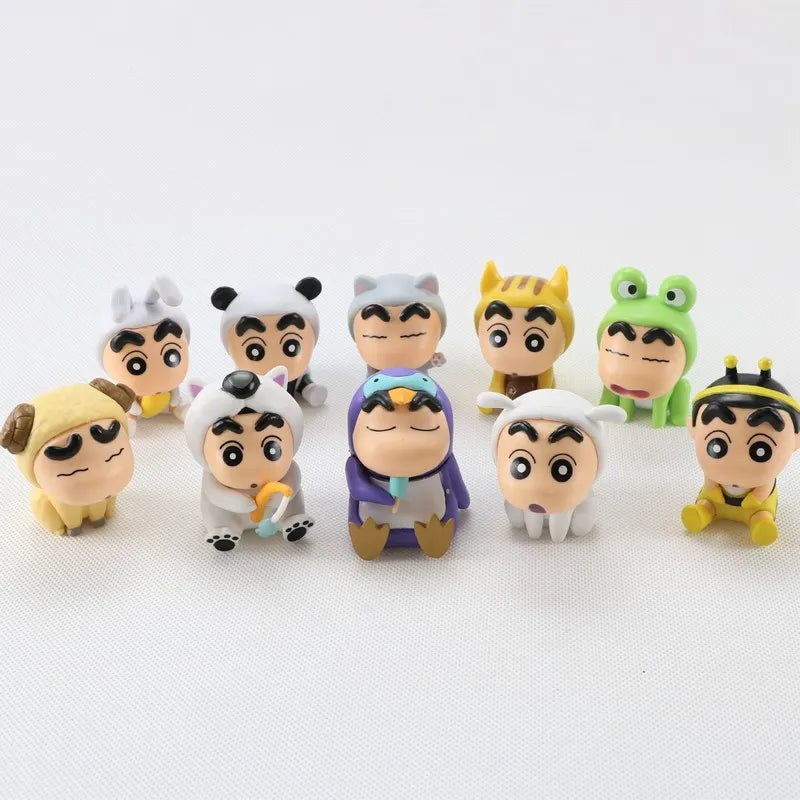 4/6/10pcs Set Crayon Shin-chan Anime Figure Fishing Puppy