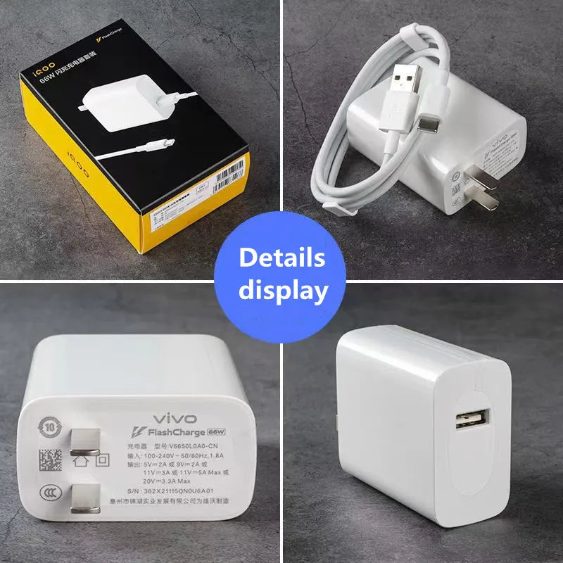 iQOO VIVO charger original 66W ultra-fast flash charge
