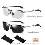 2PCS Photochromic Sunglasses Men Driving Chameleon Glasses Polarized