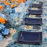 Nervure 140 PCS Blue Dinnerware Sets Disposable Square